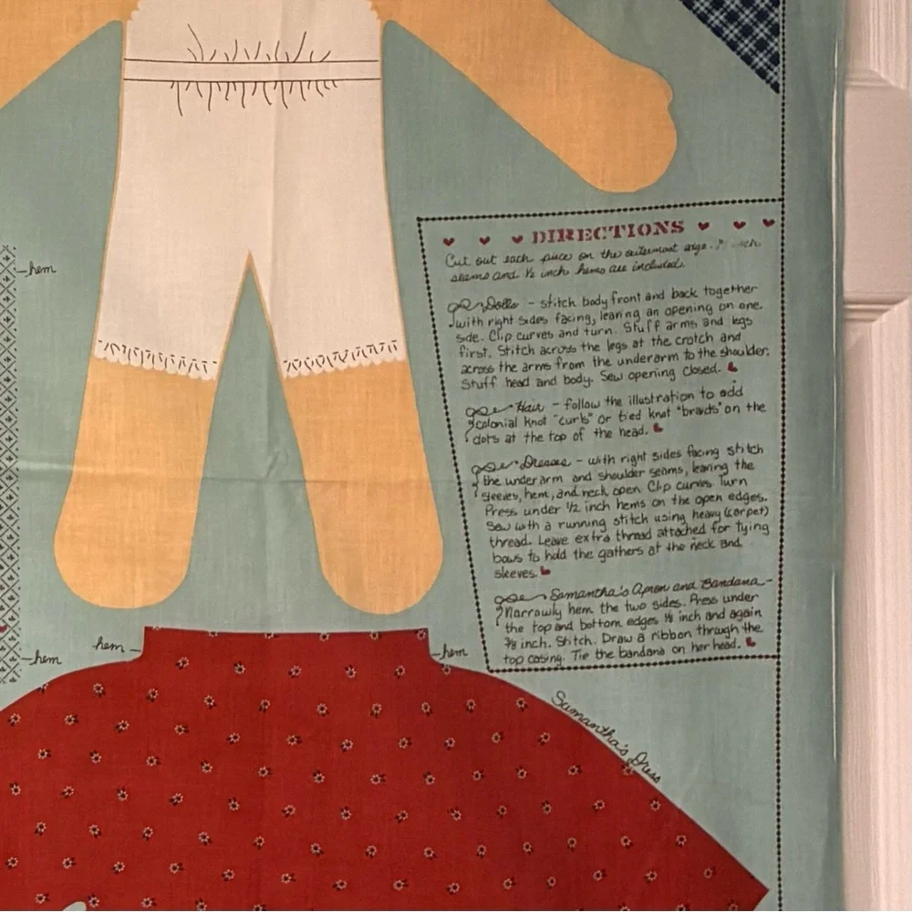 Vintage Sewing Fabric Panel “Samantha and Polly” Panel measures 35x45 inches